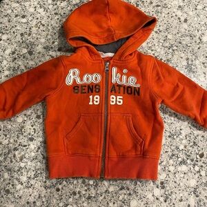 Carters orange zipper hoodie fleece Rookie  Sensation 1995 kangaroo pock…